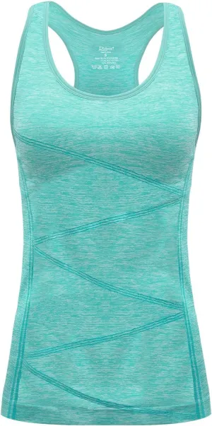 Disbest Yoga Tank Top, Women's Performance Stretchy Quick Dry Sports Workout Running Top Vest with Removable Pads