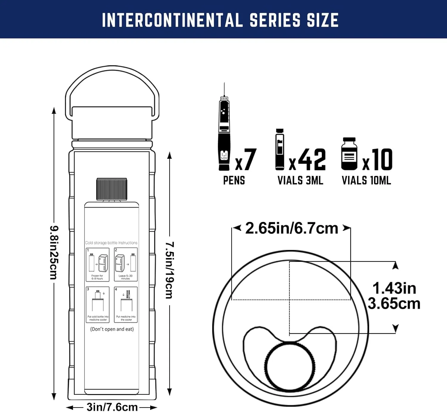 DISONCARE Intercontinental 74H 7 Insulin Pens Cooler Travel Case Medical Travel Diabetes Organizer Medicine for Traveling TSA Approved Ice Pack Medication Diabetic Gifts with QR Medical ID（Silver）