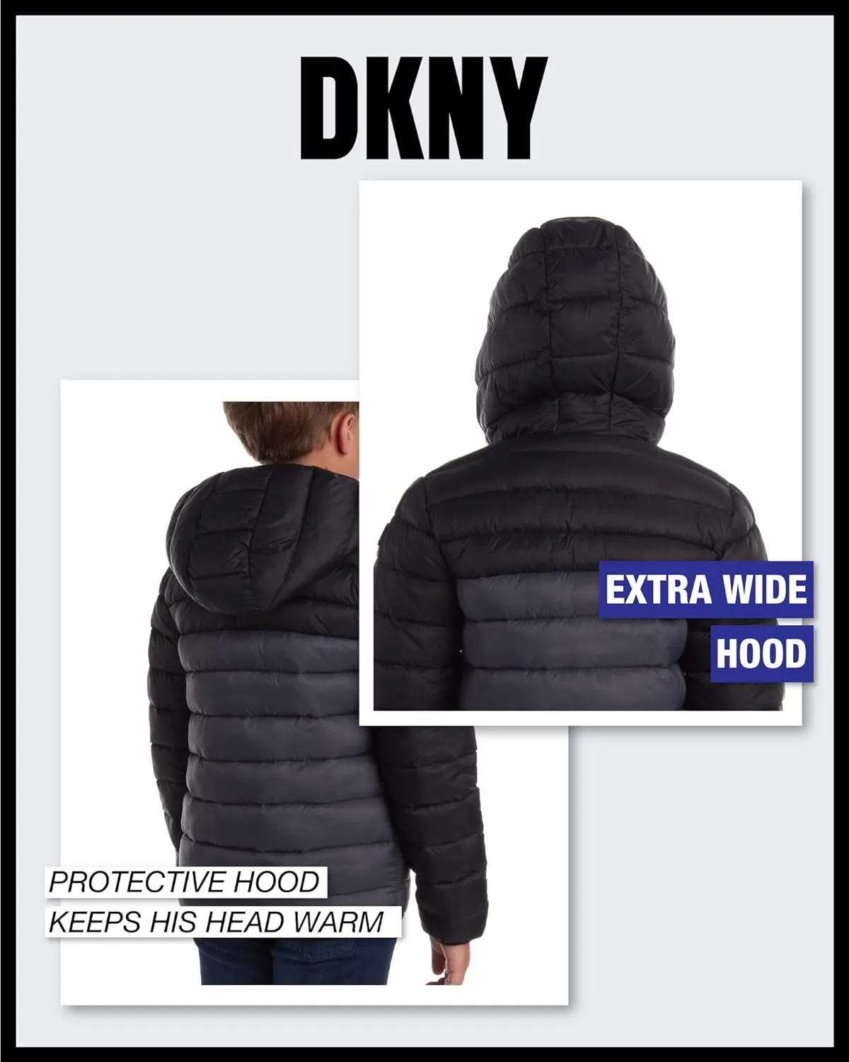 DKNY Boys Jacket – Midweight Insulated Quilted Outerwear Parka Puffer Coat – Water Resistant Boys Winter Hooded Jacket (8-20)