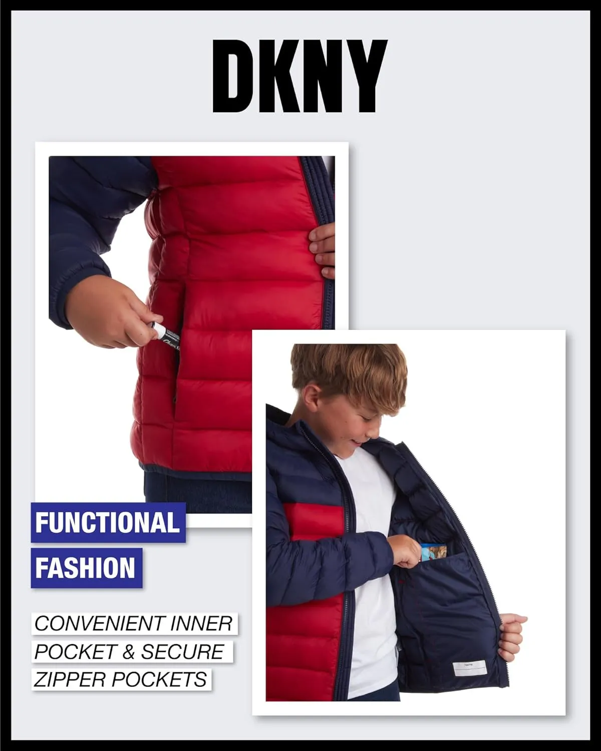 DKNY Boys Jacket – Midweight Insulated Quilted Outerwear Parka Puffer Coat – Water Resistant Boys Winter Hooded Jacket (8-20)