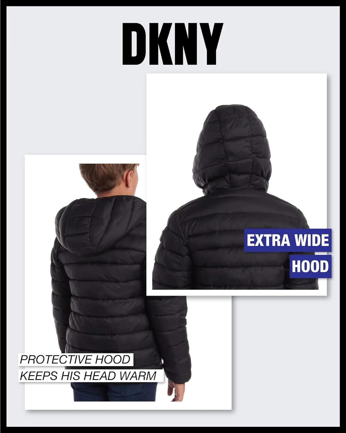 DKNY Boys Jacket – Midweight Insulated Quilted Outerwear Parka Puffer Coat – Water Resistant Boys Winter Hooded Jacket (8-20)