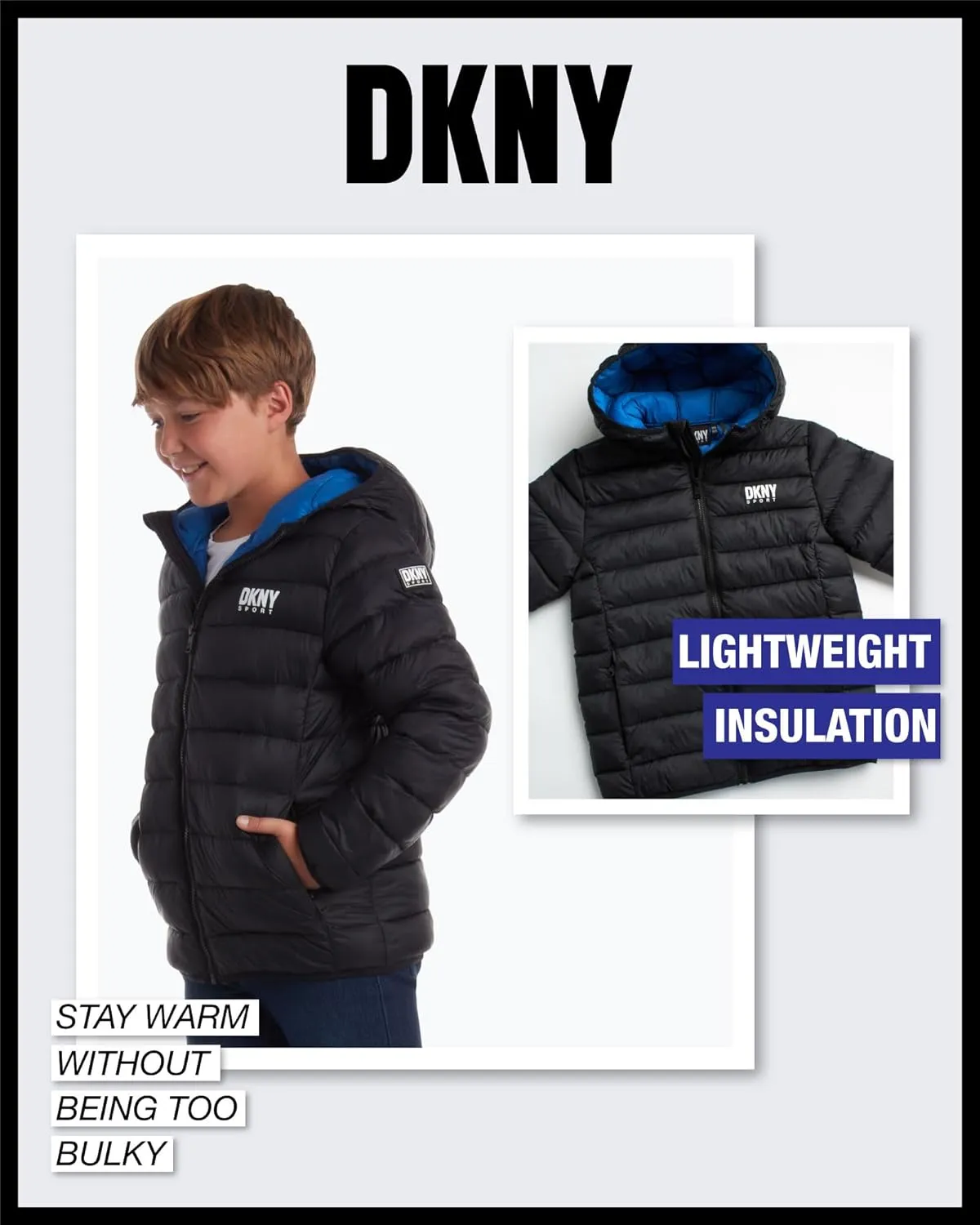 DKNY Boys Jacket – Midweight Insulated Quilted Outerwear Parka Puffer Coat – Water Resistant Boys Winter Hooded Jacket (8-20)