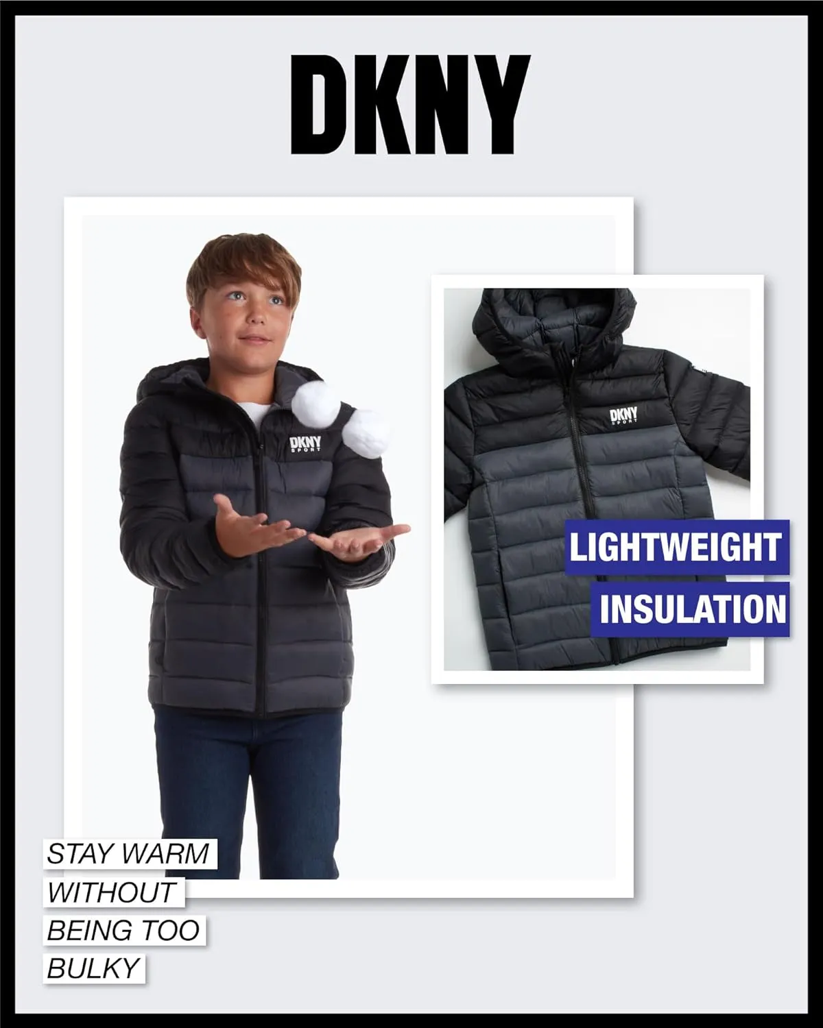 DKNY Boys Jacket – Midweight Insulated Quilted Outerwear Parka Puffer Coat – Water Resistant Boys Winter Hooded Jacket (8-20)
