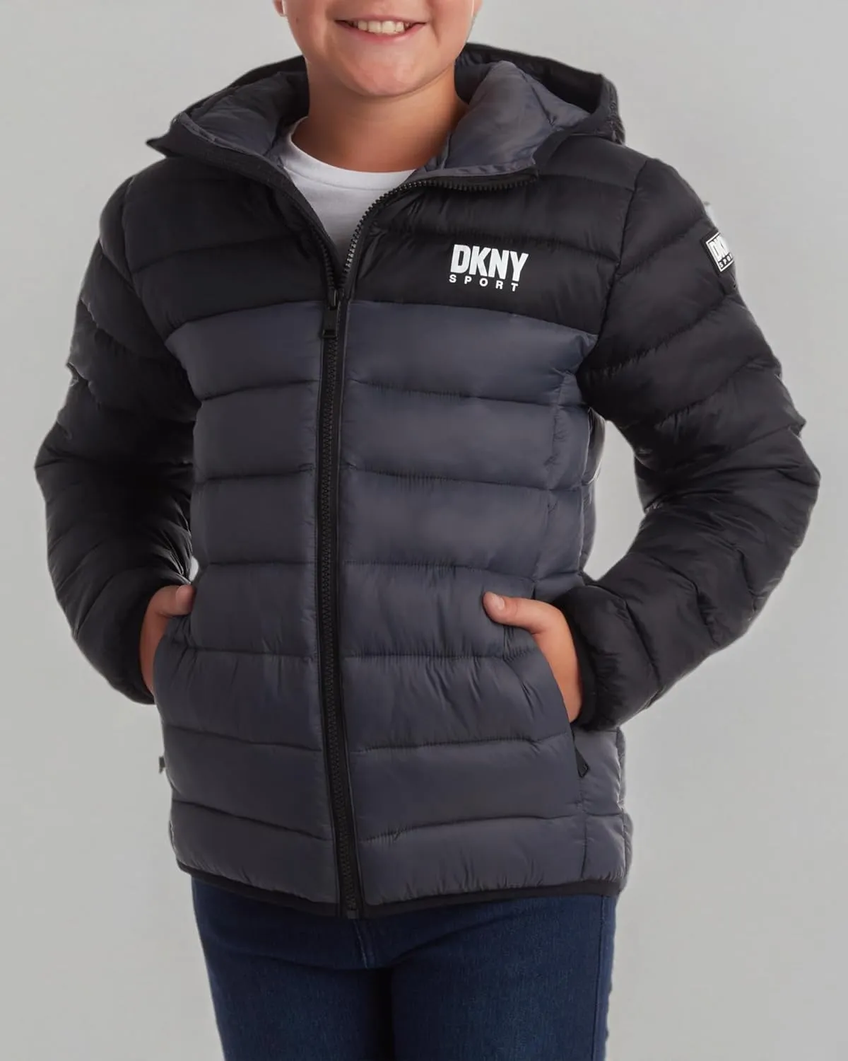 DKNY Boys Jacket – Midweight Insulated Quilted Outerwear Parka Puffer Coat – Water Resistant Boys Winter Hooded Jacket (8-20)