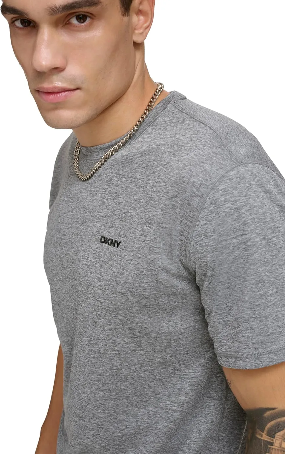 DKNY Men's Short Sleeve Quick Dry 40  Protection UPF Active Top