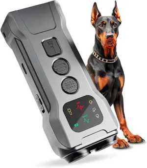 Dog Bark Deterrent Devices, Double Head Dog Repeller with LED Flashlight, High Power Ultrasonic Dog Bark Stopper for Dog Driving and Training Tool