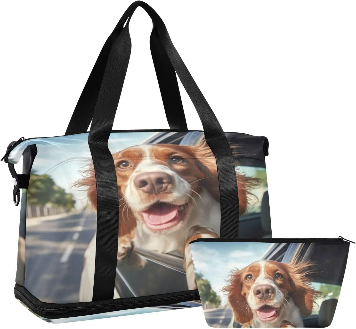 Dog Ear Gym Bag for Men Women with Shoes Compartment & Wet Pocket Sport Travel Duffel Bag Waterproof Weekender Overnight Bag