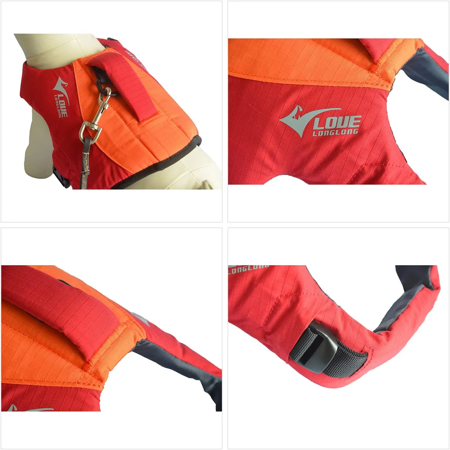 Dog Life Jacket, Sport Style Dog Float Coat with Excellent Buoyancy, Stylish Dog Swimming Safety Vest with Rescue Handle for Small Medium Large Dogs Orange-Red XL