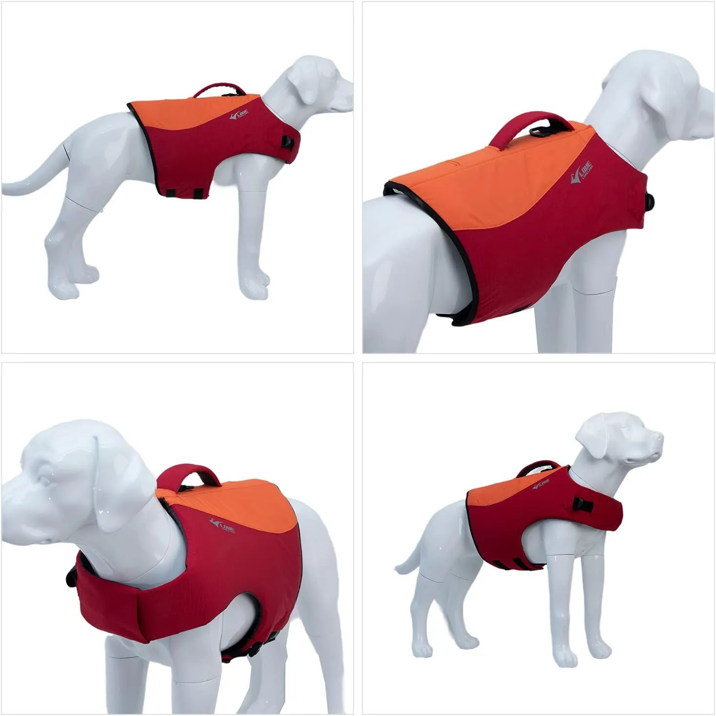 Dog Life Jacket, Sport Style Dog Float Coat with Excellent Buoyancy, Stylish Dog Swimming Safety Vest with Rescue Handle for Small Medium Large Dogs Orange-Red XL