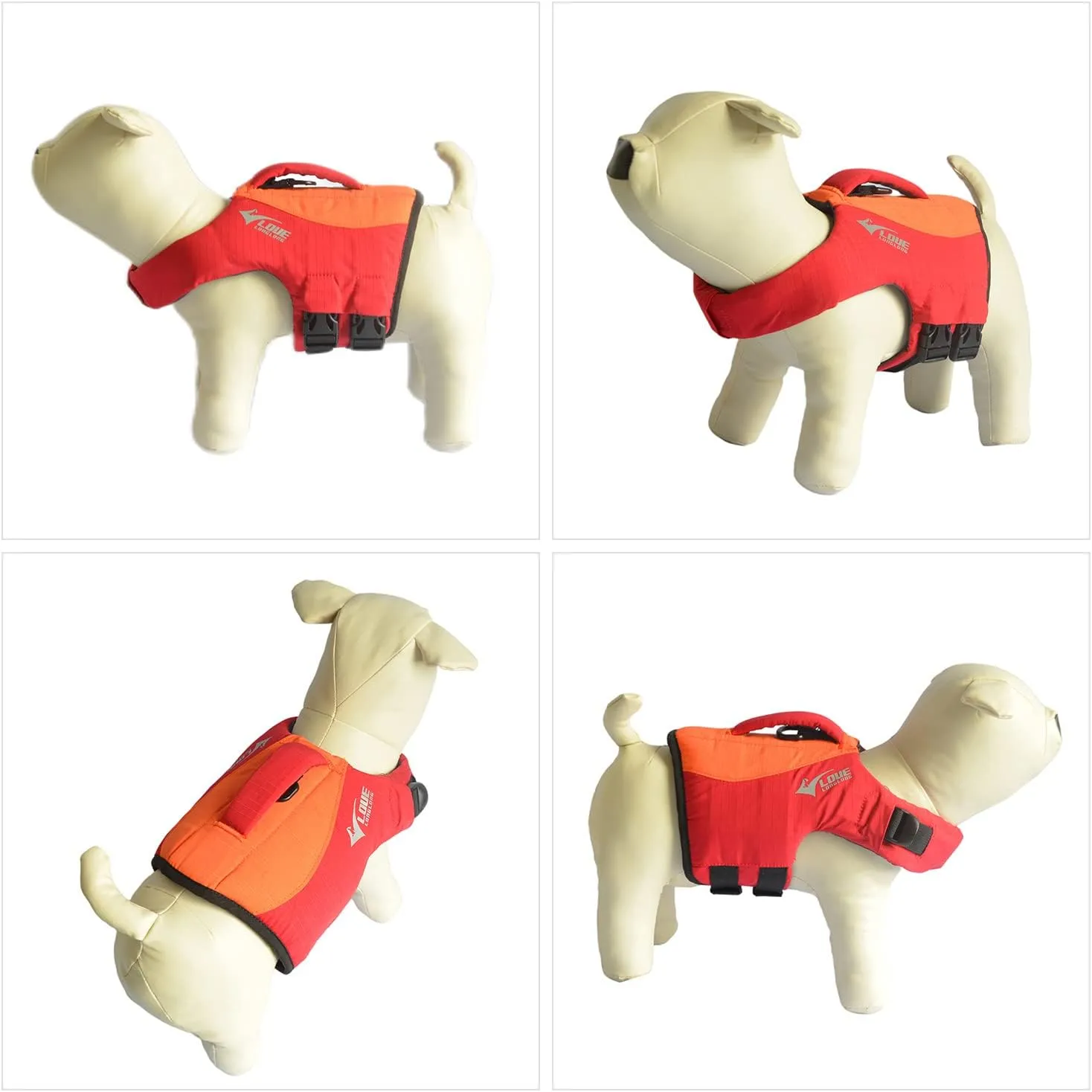 Dog Life Jacket, Sport Style Dog Float Coat with Excellent Buoyancy, Stylish Dog Swimming Safety Vest with Rescue Handle for Small Medium Large Dogs Orange-Red XL
