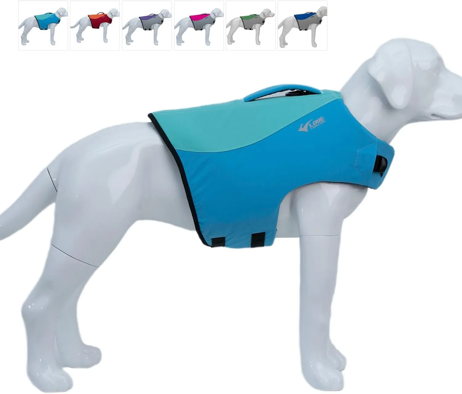 Dog Life Jacket, Sport Style Dog Float Coat with Excellent Buoyancy, Stylish Dog Swimming Safety Vest with Rescue Handle for Small Medium Large Dogs Turquoise XL
