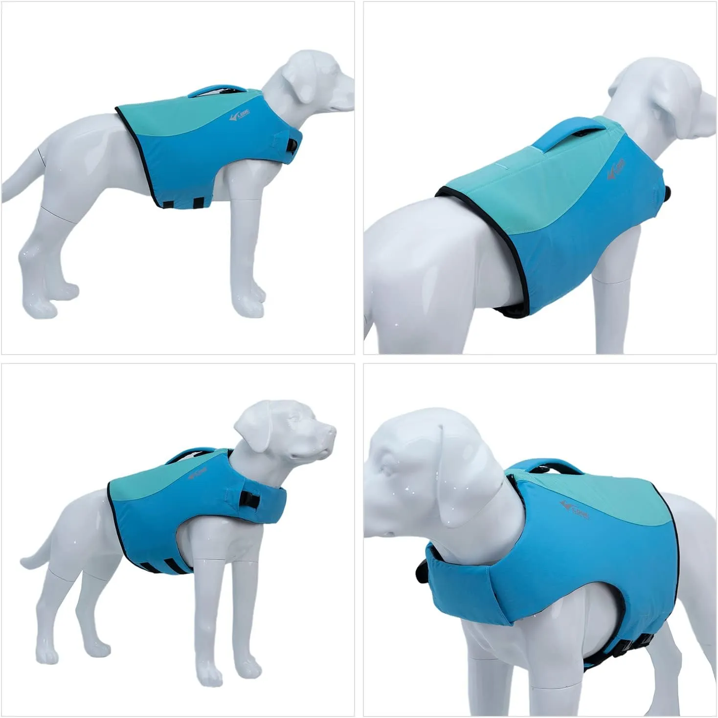 Dog Life Jacket, Sport Style Dog Float Coat with Excellent Buoyancy, Stylish Dog Swimming Safety Vest with Rescue Handle for Small Medium Large Dogs Turquoise XL