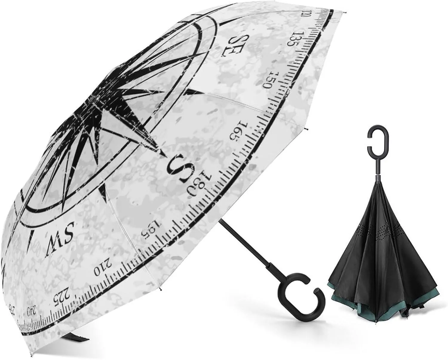 Donnapink Auto Large Inverted Rain Umbrella, Automatic Open/Close Reverse Car Umbrella Sun Protect UV Winds Rain Compact Parasol