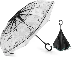 Donnapink Auto Large Inverted Rain Umbrella, Automatic Open/Close Reverse Car Umbrella Sun Protect UV Winds Rain Compact Parasol