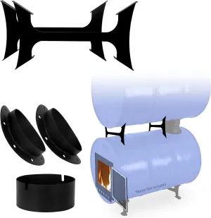 Double Barrel Wood Stove Kit for 55 Gallon Drum - Perfect for Fire Camp Emergency Heating & Cooking