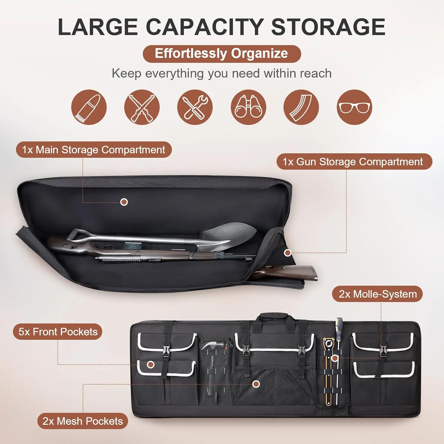 Double UTV Gun Rack Bag, Quick Release Hunting Tool Carrier Soft Case for Hunting Compatible with Polaris Ranger Yamaha Kawasaki and Most UTVs
