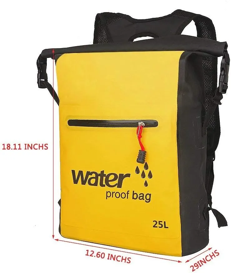 Dry Bag Rucksack Waterproof Multifunctional Bag for Canoeing, Kayak, Rafting, Skiing, Fishing, Camping, Beach, Sailing, Water Sports (Yellow)