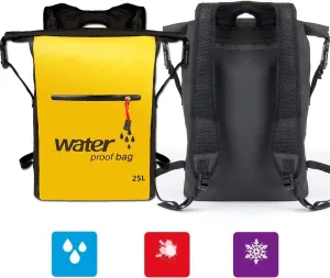 Dry Bag Rucksack Waterproof Multifunctional Bag for Canoeing, Kayak, Rafting, Skiing, Fishing, Camping, Beach, Sailing, Water Sports (Yellow)