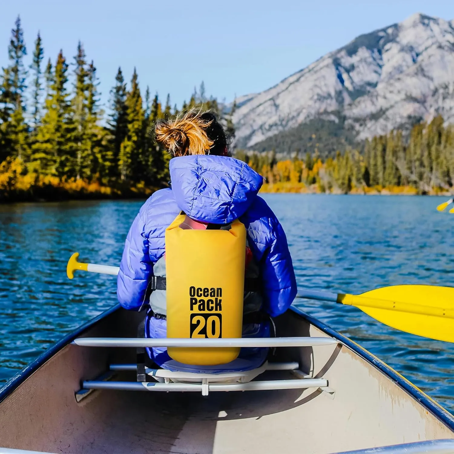 Dry Bag Waterproof for Women Men,15L Rolled Lightweight Dry Storage Bag Backpack with Phone Case for Travel,Swimming,Boating, Kayaking,Camping & Beach,Yellow