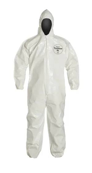DuPont Tychem 4000 Disposable Chemical Resistant Coverall with Hood, Elastic Cuff and Bound Seams, White, X-Large, 12-Pack