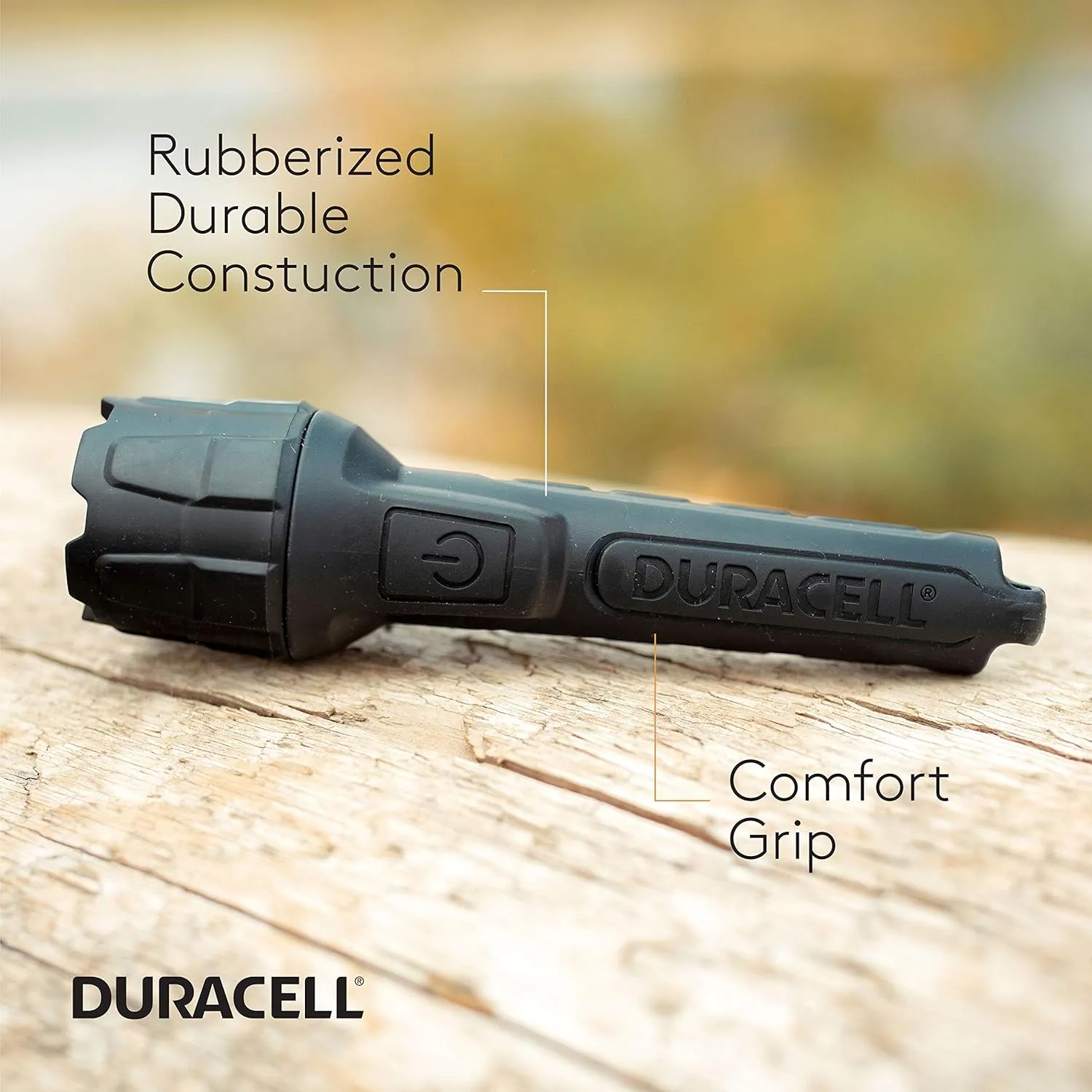 Duracell 80 Lumen Heavy Duty Rubber Flashlight for Everyday Use - Rubberized Construction with Comfort Grip Design with 2-AAA Batteries Included. Great for In-Door & Out-Door Use
