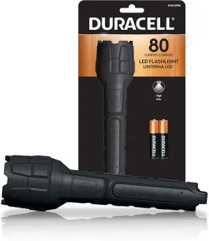 Duracell 80 Lumen Heavy Duty Rubber Flashlight for Everyday Use - Rubberized Construction with Comfort Grip Design with 2-AAA Batteries Included. Great for In-Door & Out-Door Use