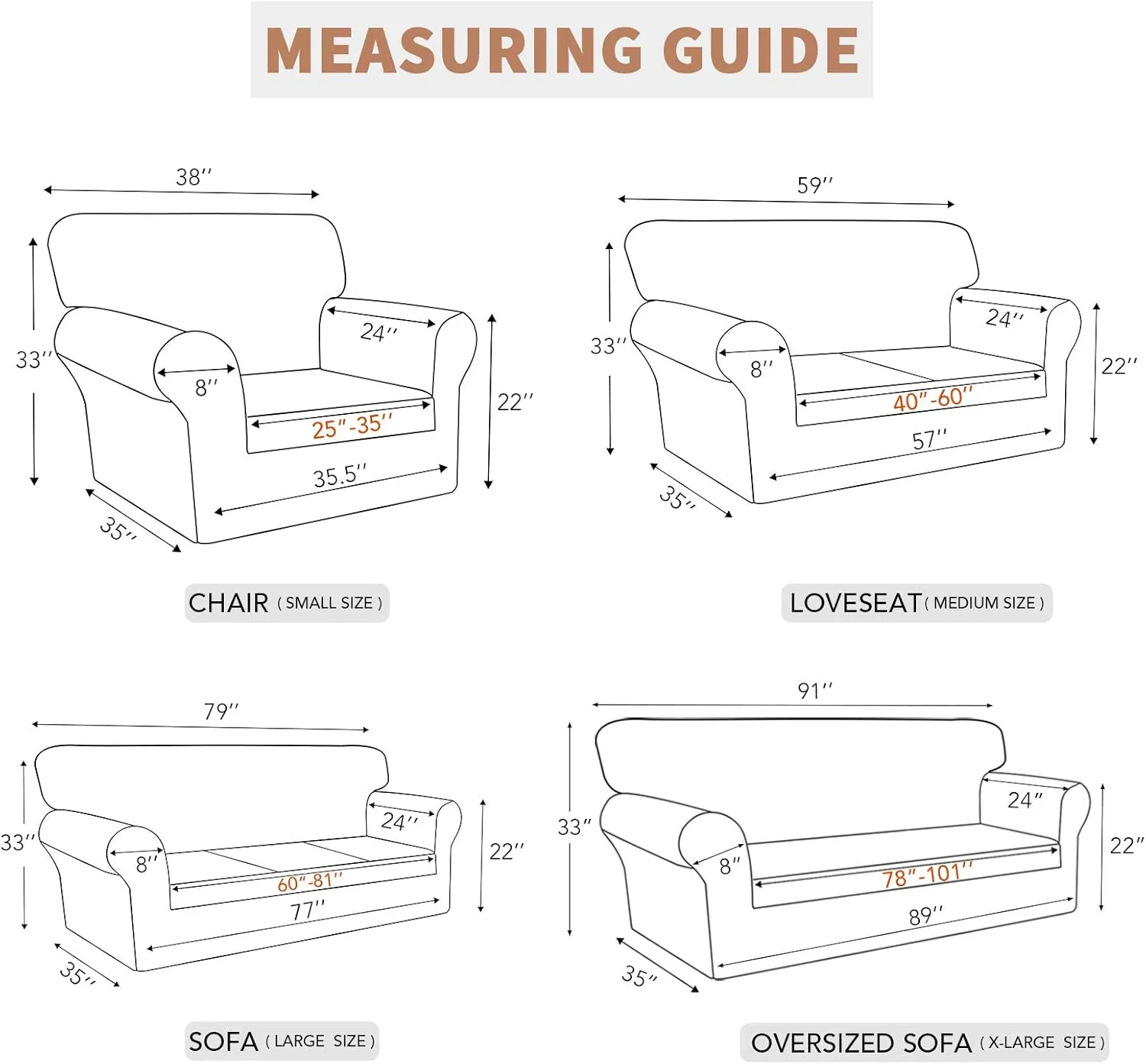 Easy-Going 100% Waterproof Couch Cover, Dual Waterproof Sofa Cover, Stretch Jacquard Sofa Slipcover, Leakproof Furniture Protector for Kids, Pets, Dog and Cat (Sofa, Chocolate)