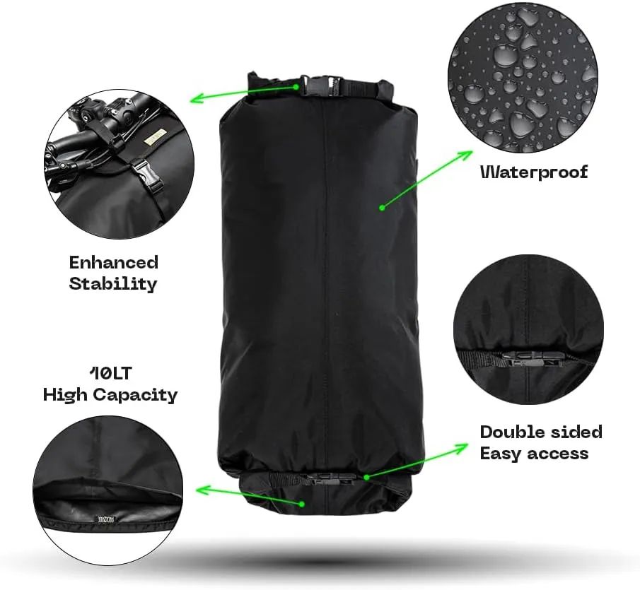 EasyRider Bike Handlebar Bag - Waterproof, Durable Cordura Fabric & Bicycle Equipment Holster Set - Front Biking Storage, Bikepacking Dry Bag for Cycling Travels - 10 lt