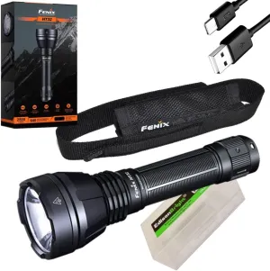 EdisonBright Fenix HT32 high Powered Long Throw Beam 2500 Lumen White/red/Green LED Flashlight, Rechargeable Battery, Holster, Brand Battery Carry case Bundle