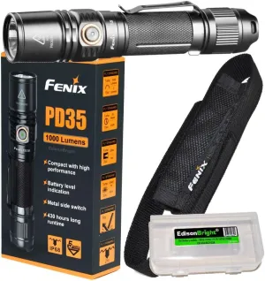 EdisonBright Fenix PD35 V2.0 2018 Edition V2 1000 Lumen CREE XP-L HI V3 LED Tactical Flashlight BBX3 Battery Carry case