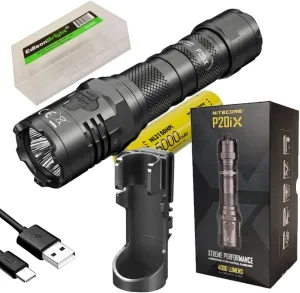 EdisonBright Nitecore P20iX 4000 Lumen USB Rechargeable Professional Tactical Flashlight Charging Cable Carrying case