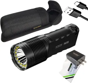 EdisonBright Nitecore TM20K 20,000 Lumen Rechargeable LED Flashlight Brand Charging Adapter Bundle