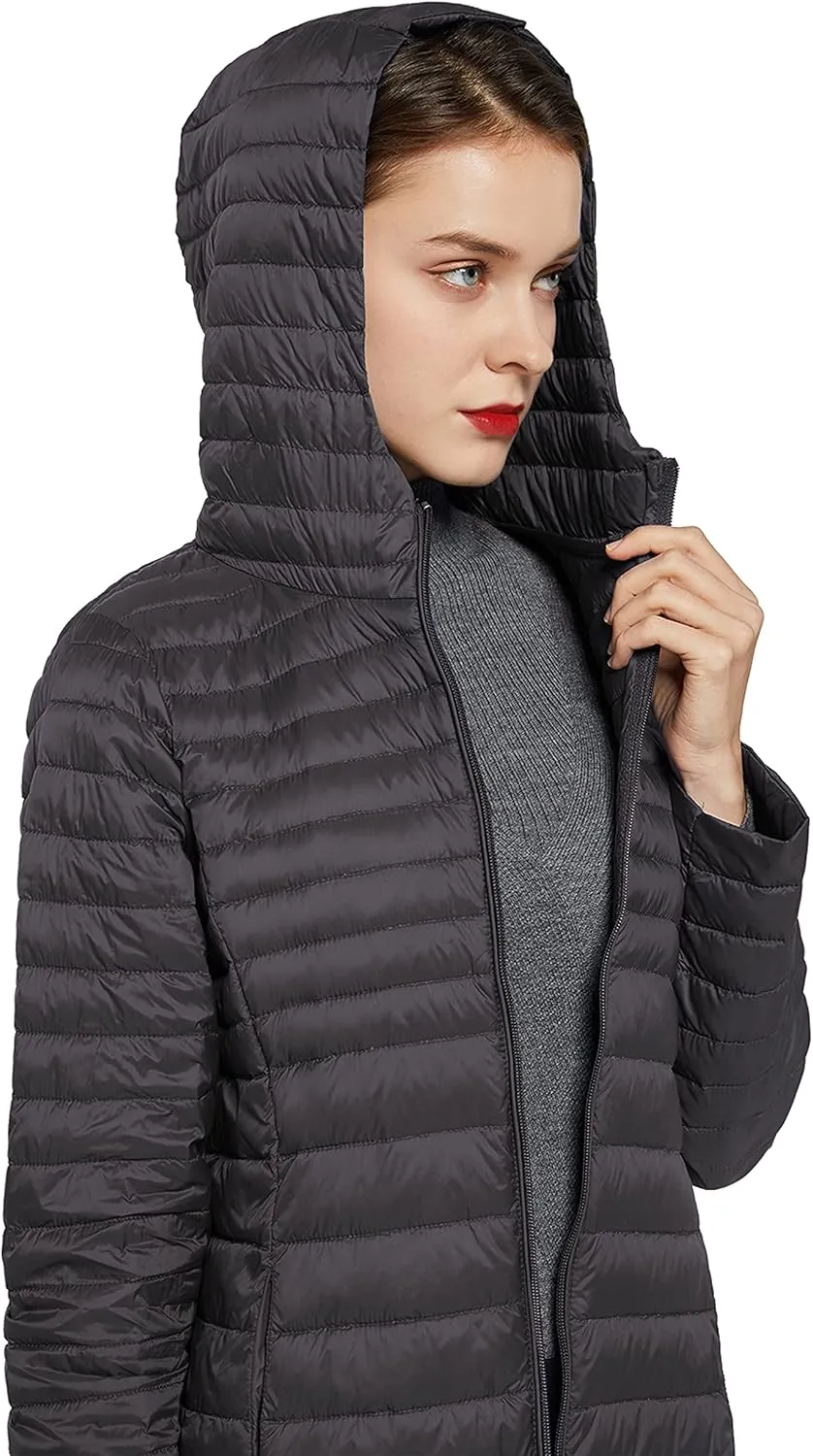 ELEZAY Women's Packable Down Jacket Mid Length Lightweight Puffer Coats Quilted