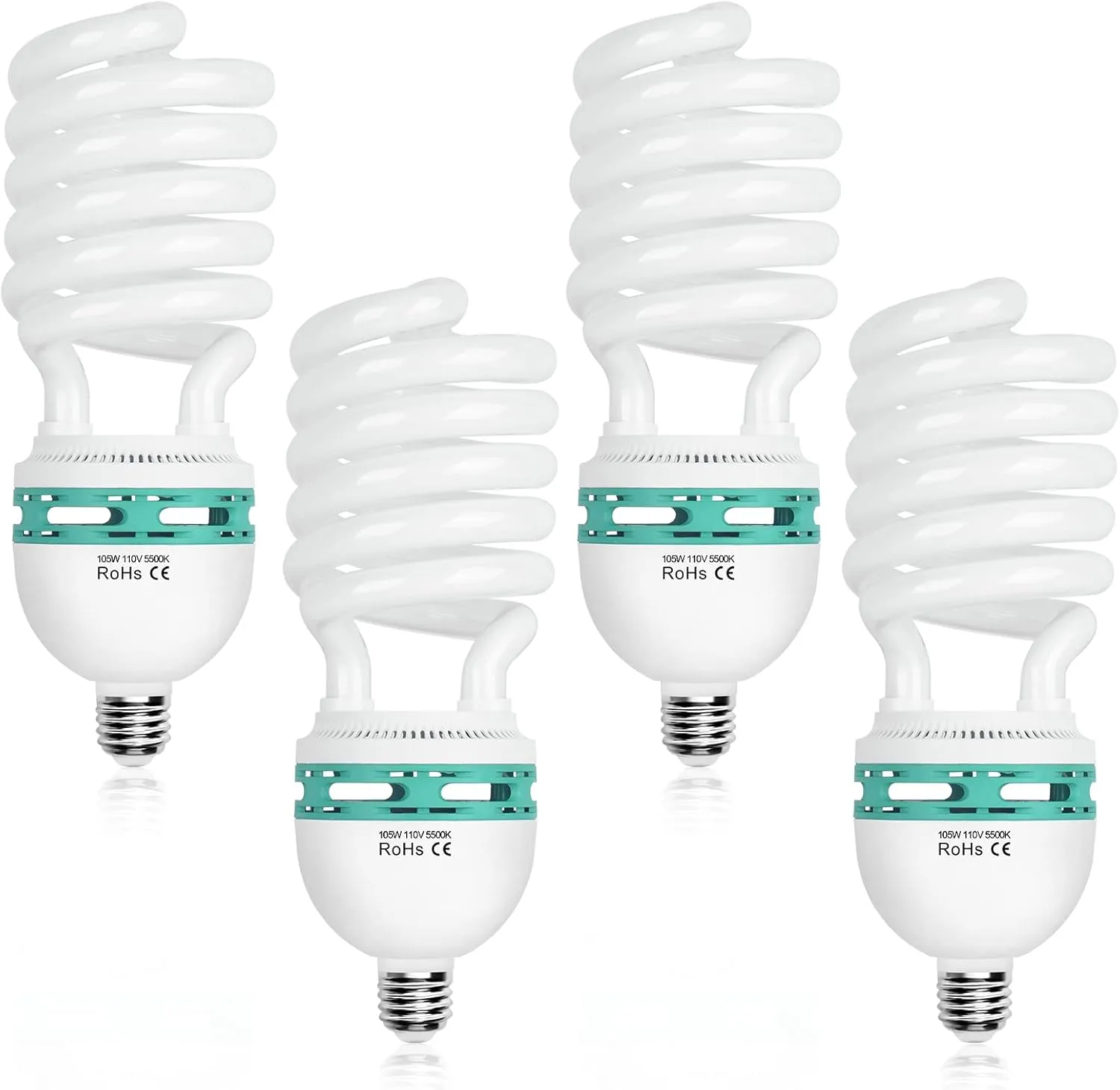 EMART Full Spectrum Light Bulb, 105W Spiral CFL 5500k Daylight for Softbox Lighting Kit, Replacement Lamp for Photography Photo Video Studio, Household Use, Portrait Shooting -4PACK