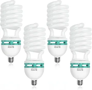 EMART Full Spectrum Light Bulb, 105W Spiral CFL 5500k Daylight for Softbox Lighting Kit, Replacement Lamp for Photography Photo Video Studio, Household Use, Portrait Shooting -4PACK