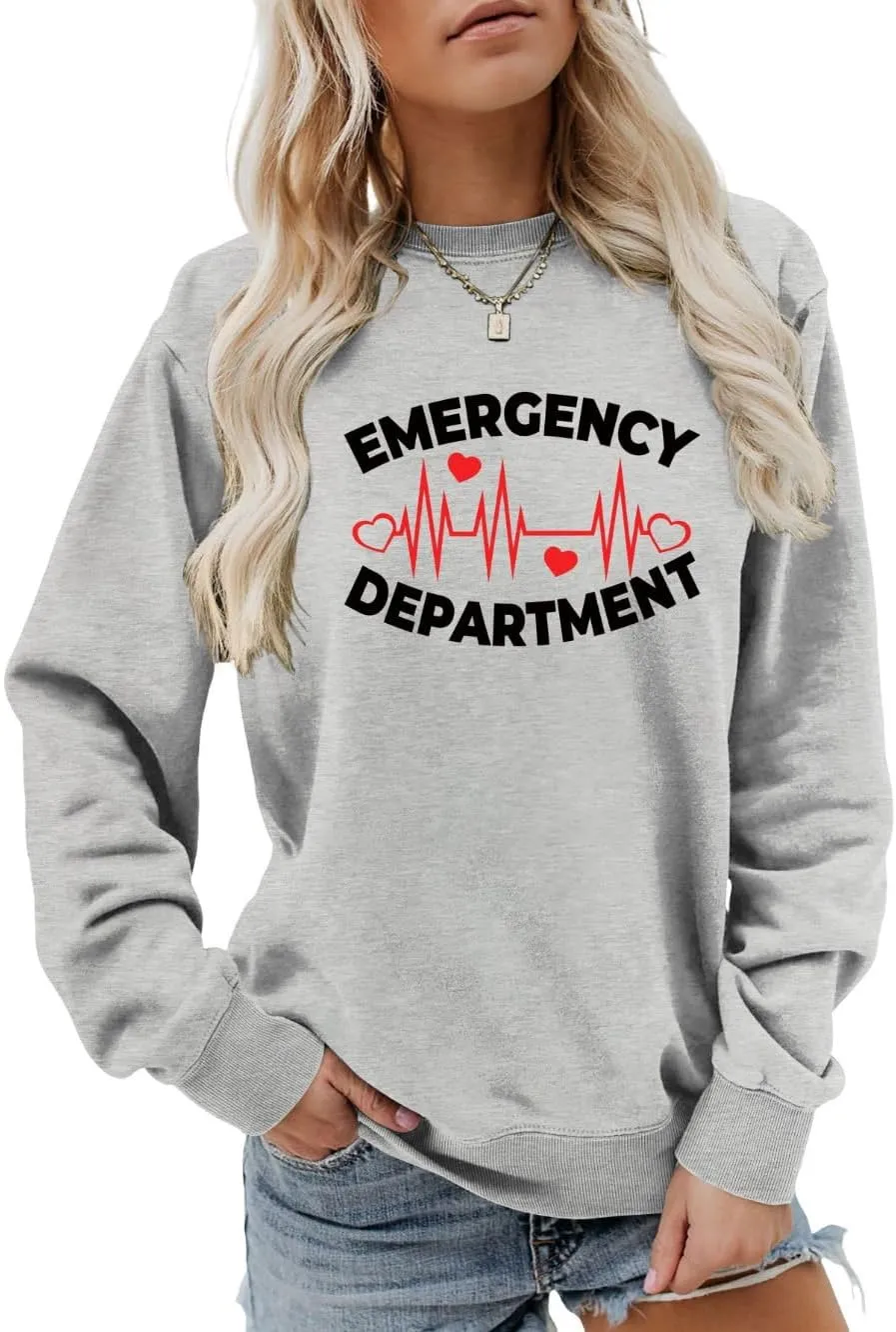 Emergency Department Sweatshirt Emergency Room Healthcare Nursing Sweater Women Funny Crewneck ER Nurse Shirt Gifts