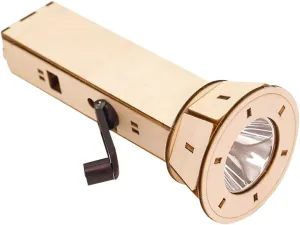 Emergency Hand Crank Flashlight DIY Handmade Hand-cranked Flashlight, Student Students' Creative Flashlight, Wooden Dynamo Flashlight, for Physics Experiments