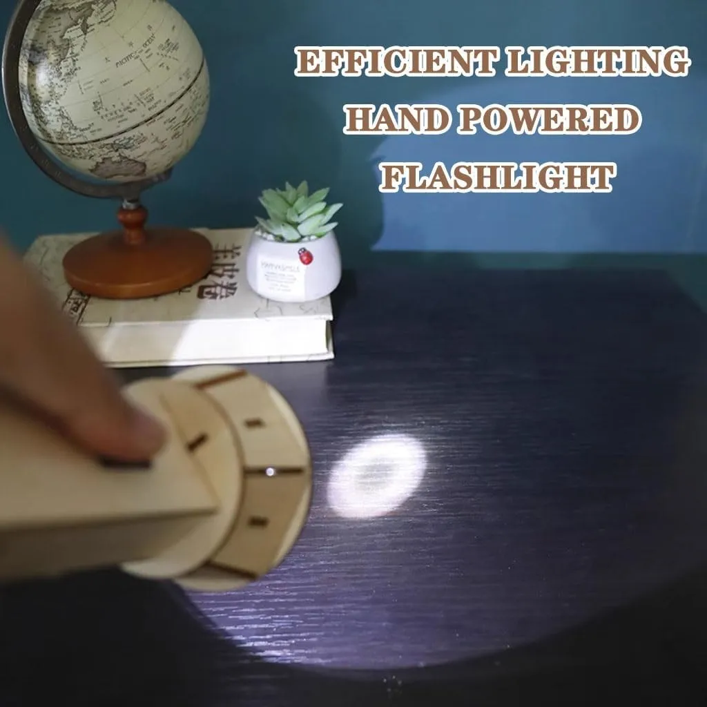 Emergency Hand Crank Flashlight DIY Handmade Hand-cranked Flashlight, Student Students' Creative Flashlight, Wooden Dynamo Flashlight, for Physics Experiments