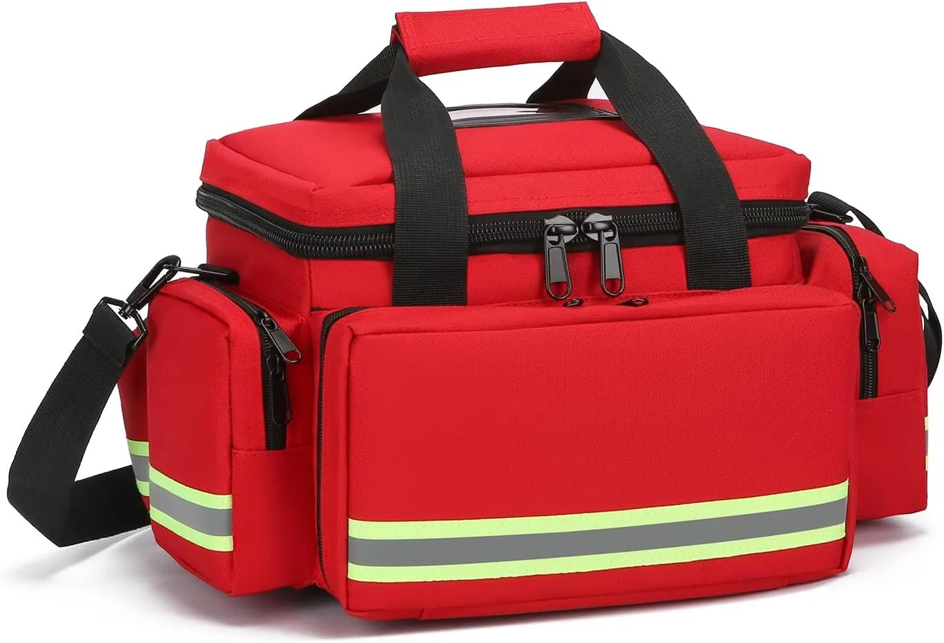 Emergency Medical Trauma Bag Empty,Deluxe Large First Aid Bag with Detachable Dividers Ideal for EMT, EMS, Home Health Care (Red)