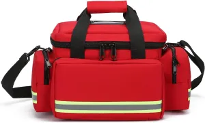 Emergency Medical Trauma Bag Empty,Deluxe Large First Aid Bag with Detachable Dividers Ideal for EMT, EMS, Home Health Care (Red)