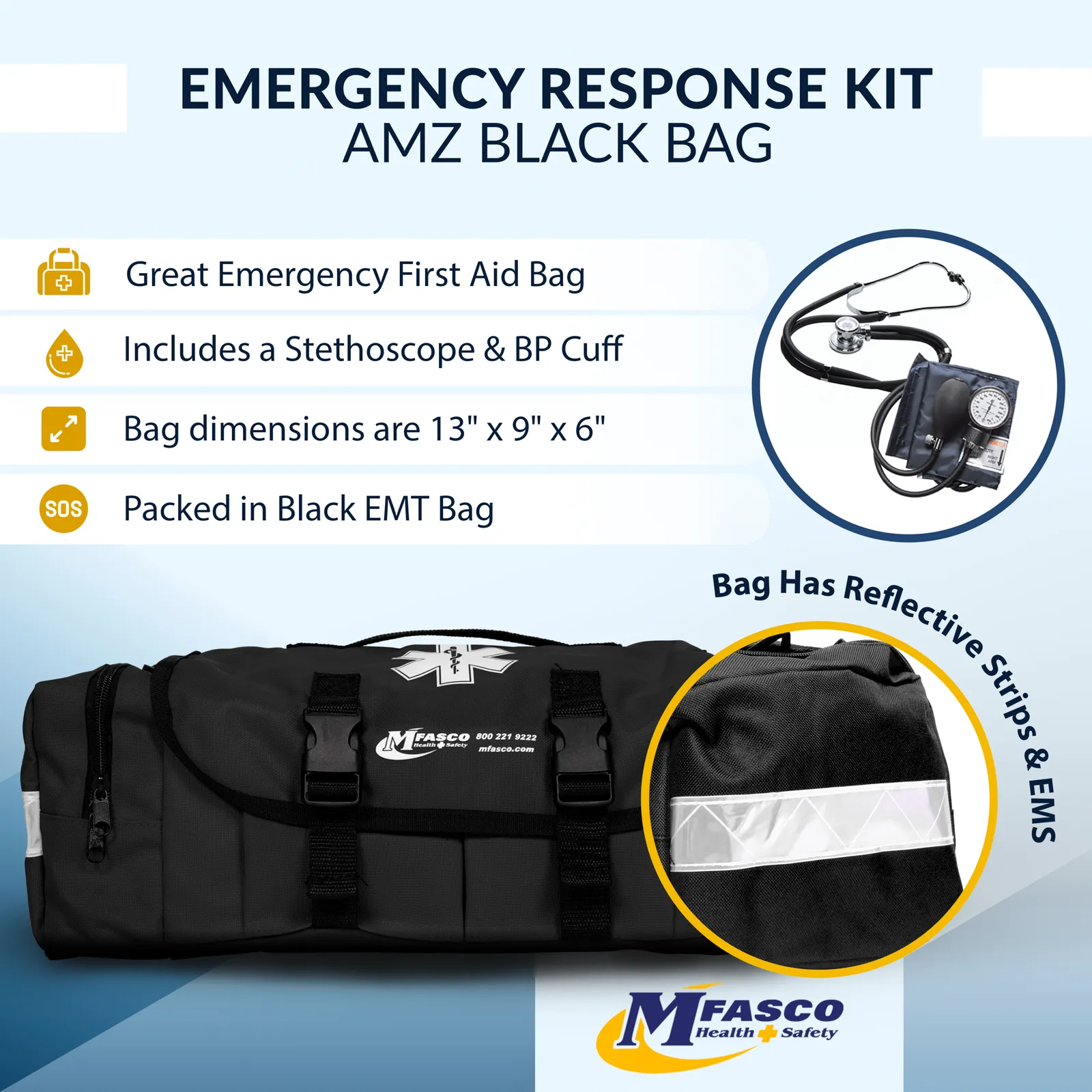 Emergency Response First Aid Kit Black Bag