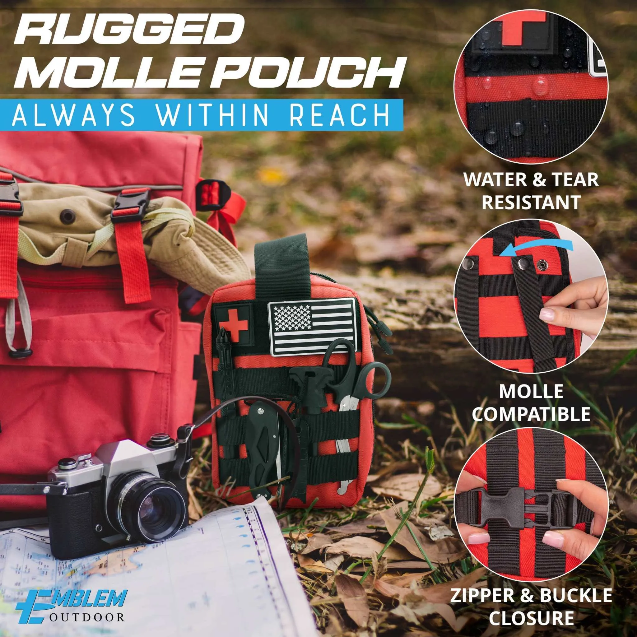 Emergency Survival Kit | 244 Pieces | MOLLE system tactical bag | First Aid
