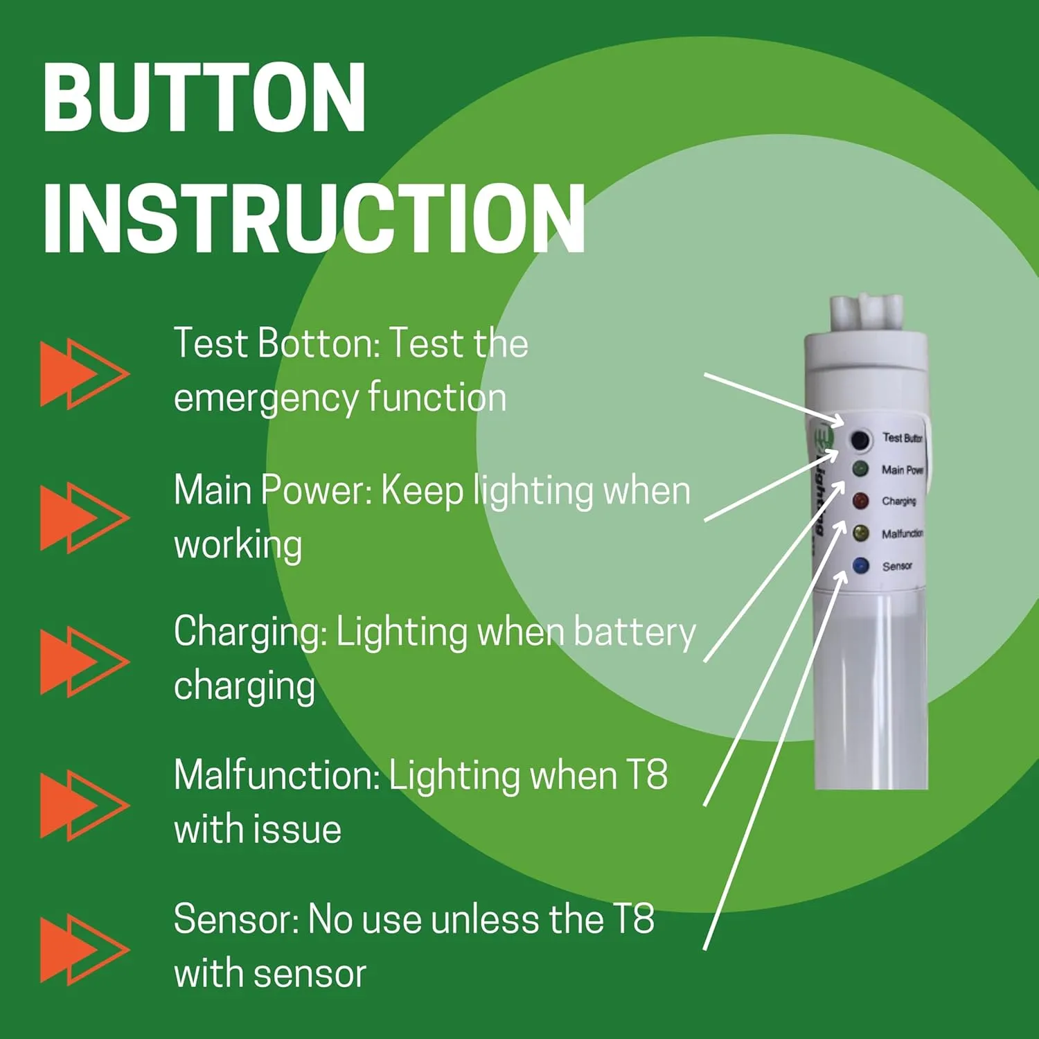 Emergency T8 Tube, 4 ft EBBU Tube Shop Light(4000K)