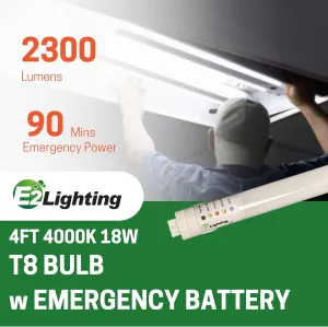 Emergency T8 Tube, 4 ft EBBU Tube Shop Light(4000K)