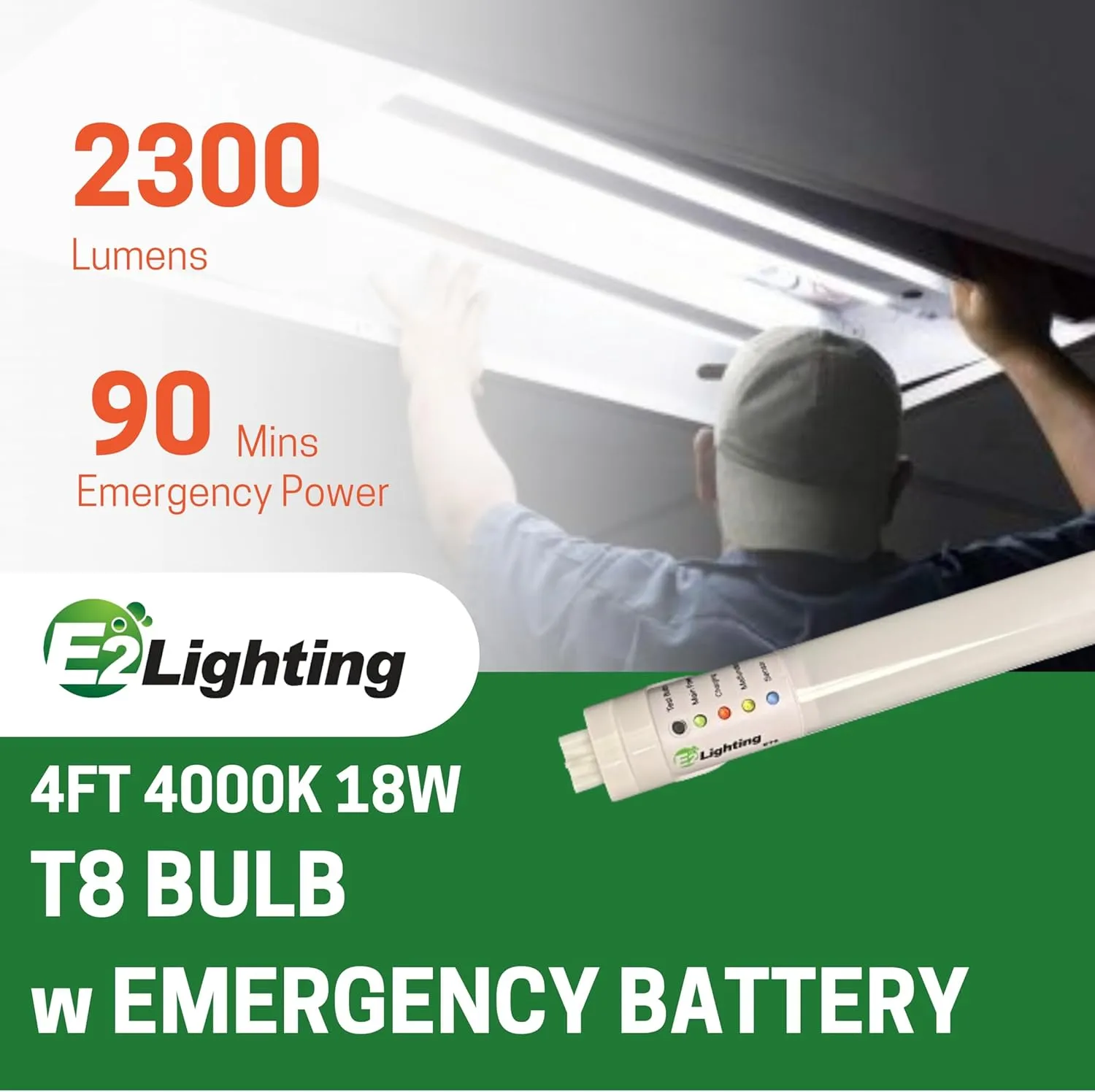 Emergency T8 Tube, 4 ft EBBU Tube Shop Light(4000K)