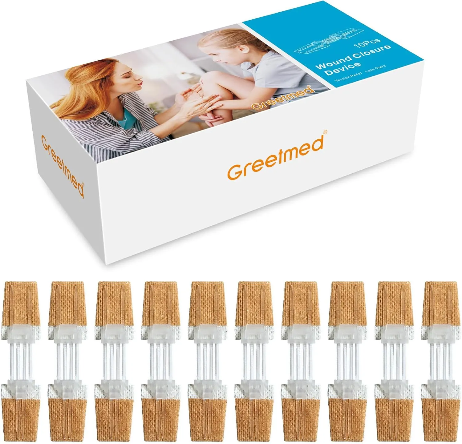 Emergency Wound Closure Device 10 Pcs Zip Stitch Wound Closure Strips Laceration Kit Sutures Bandaids for Wounds Repair Without Sew Quick Clot First Aid Wound Care for Outdoor Hiking