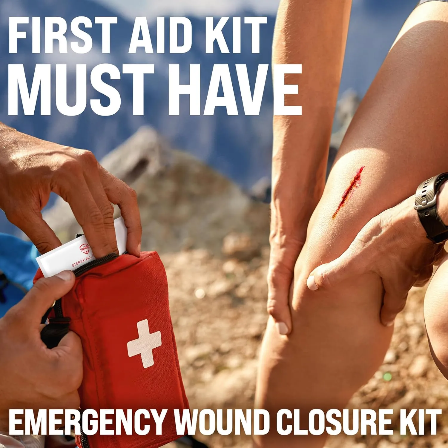 Emergency Wound Closure Strips - 4pk - 2 Types Laceration Closure Kit - Stitchless & Easy to Use - Butterfly Bandages