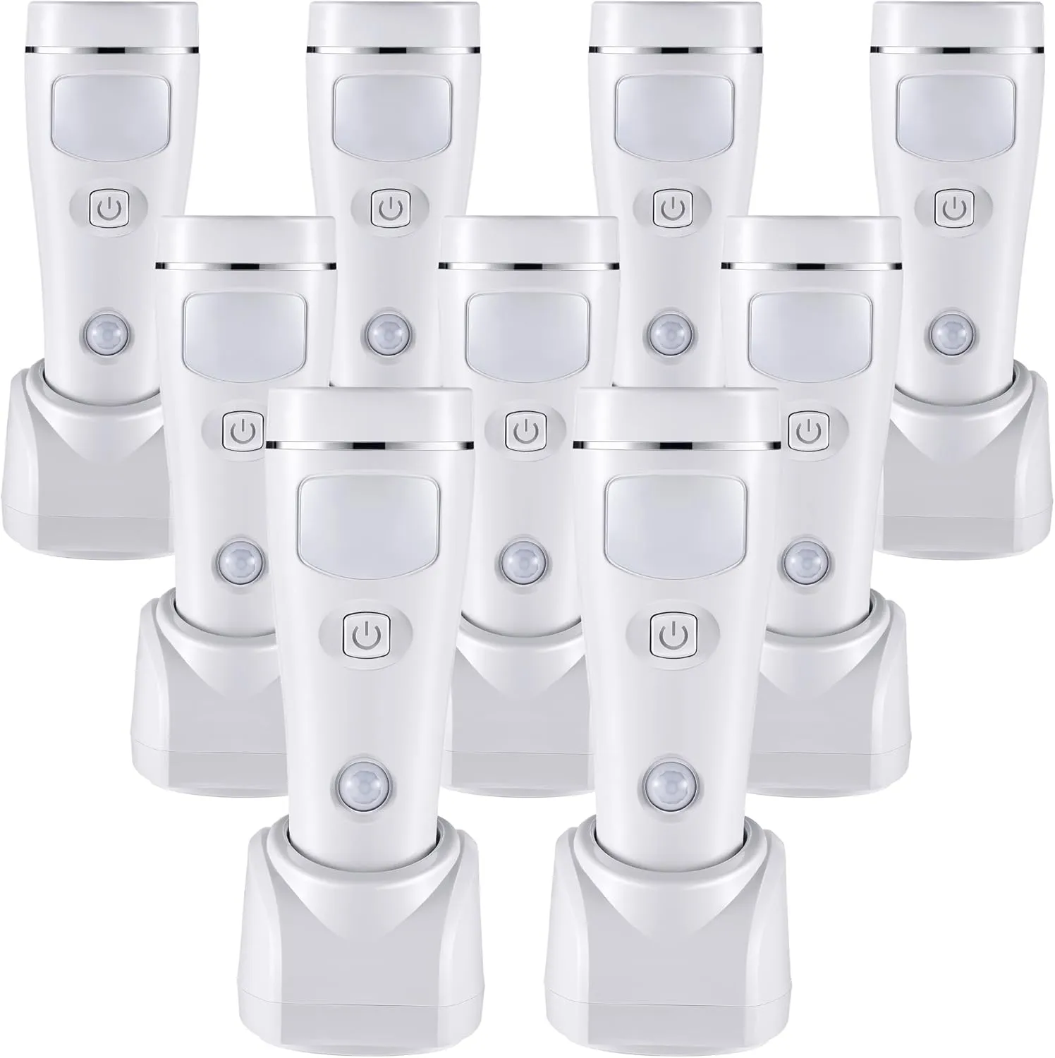 Enhon 9 Pack 4 in 1 Emergency Light Fixtures Plug into Wall, Emergency Light Fixtures for Power Failure Rechargeable LED Flashlight Perfect for Power Outages and Hurricanes(White)