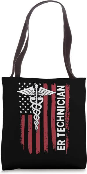 ER Technician Emergency Room American Flag ED Tech ER Tech Tote Bag