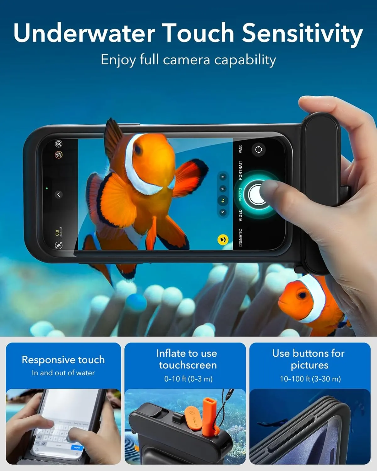 ESR Waterproof Phone Pouch for iPhone 15 Pro Max /14 Pro Max, Underwater Touch Sensitivity, IPX8 Floating Waterproof Cellphone Case with Lanyard, Dry Bag for Snorkeling, Black, 2 Pack